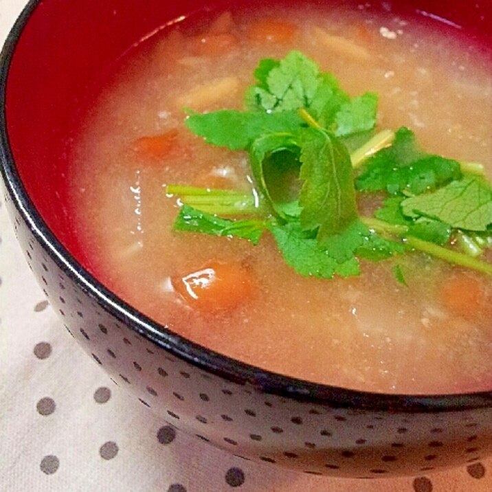 ✿三つ葉となめこと大根のお味噌汁❤